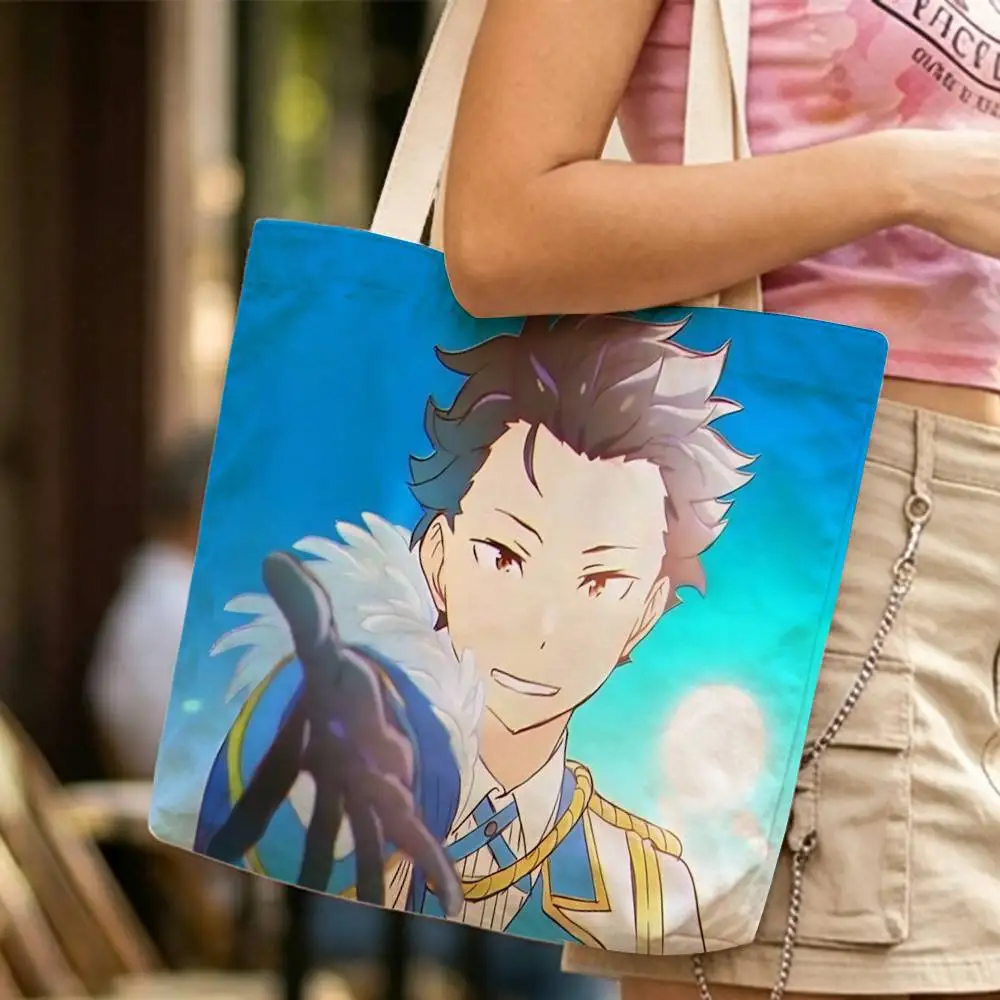 R-Re-Zero S4 Subaru x Emi Canvas bags Large Capacity suitable for School shopping, gifts, and Daily Commute