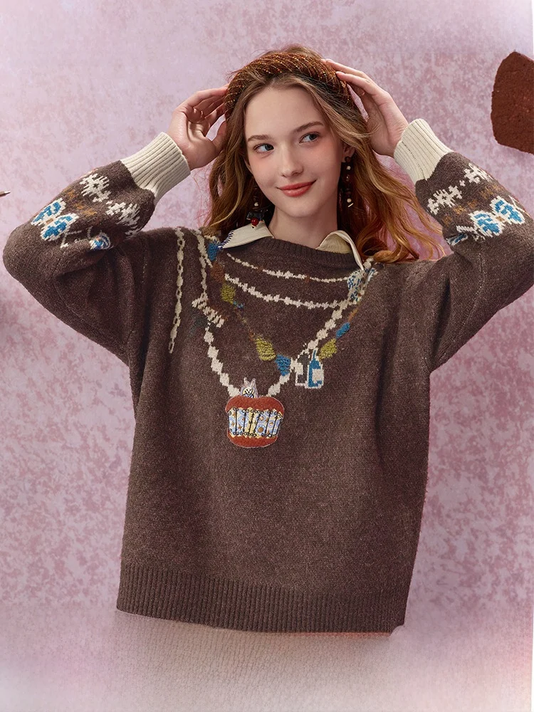 

Свитер-пуловер Two Tee Things Honey Sugar Banquet с вышитым узором, свободного кроя, для женщин, осенняя новинка