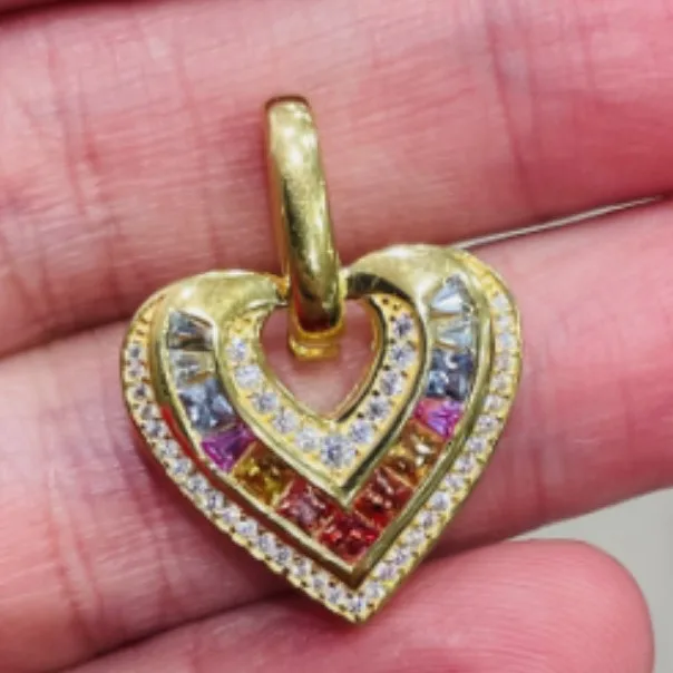 

New S925 Silver Princess Fang Colorful Love Hot Selling Pendant Accessory Necklace [Single Pendant] Wedding Jewelry