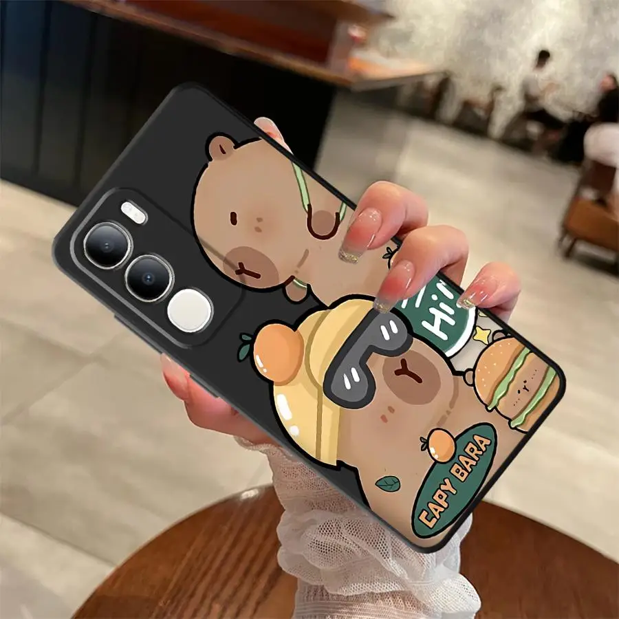 Capibara Custodia carina per Vivo Y75 Y81 Y52S Y93 V27 Y53S V29 V21E V23 Y50 Y95 Y71 Y91 Y51S Y78 V25 V30 Cover posteriore morbida per telefono
