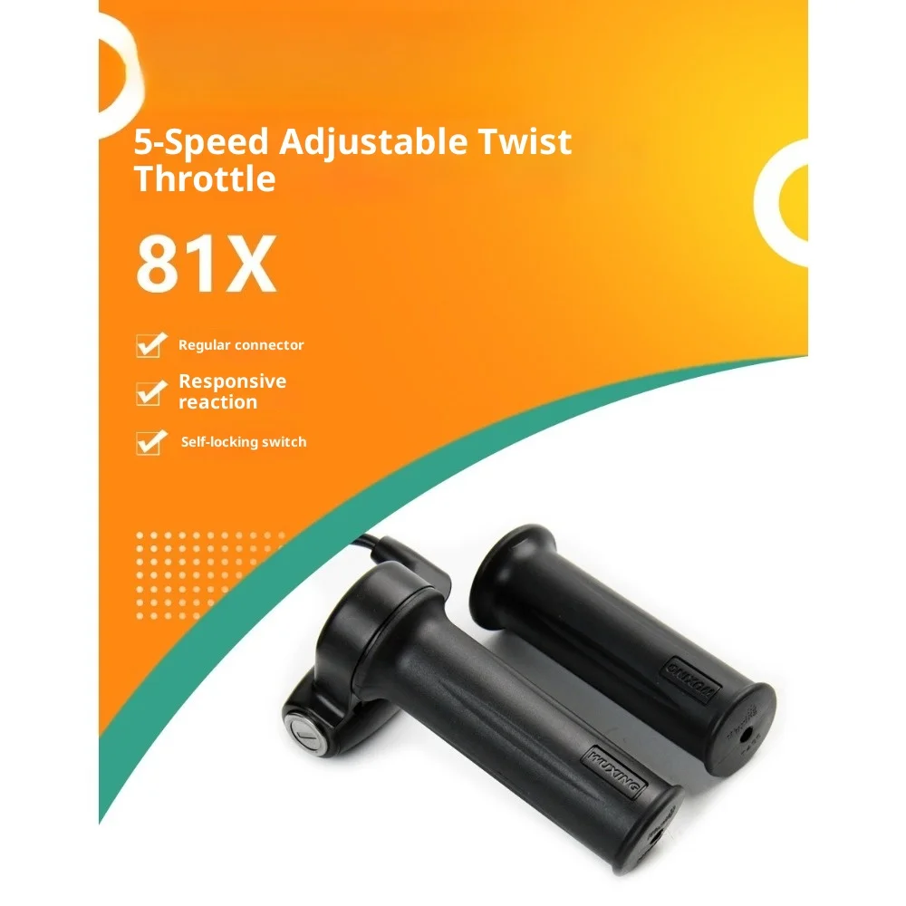 

24V-72V Electric Bike Throttle Grips with Lock Universal Sensitive Waterproof Scooter Accelerator Handle Replacement Accessories