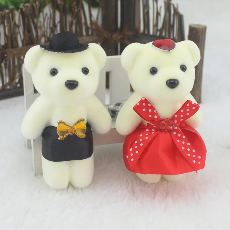 5pairs Evening Dress Teddy Bear Lovers Flower Bouquet Dolls Wedding Decoration Accessories Birthday Gifts Bubble Bear Decoration