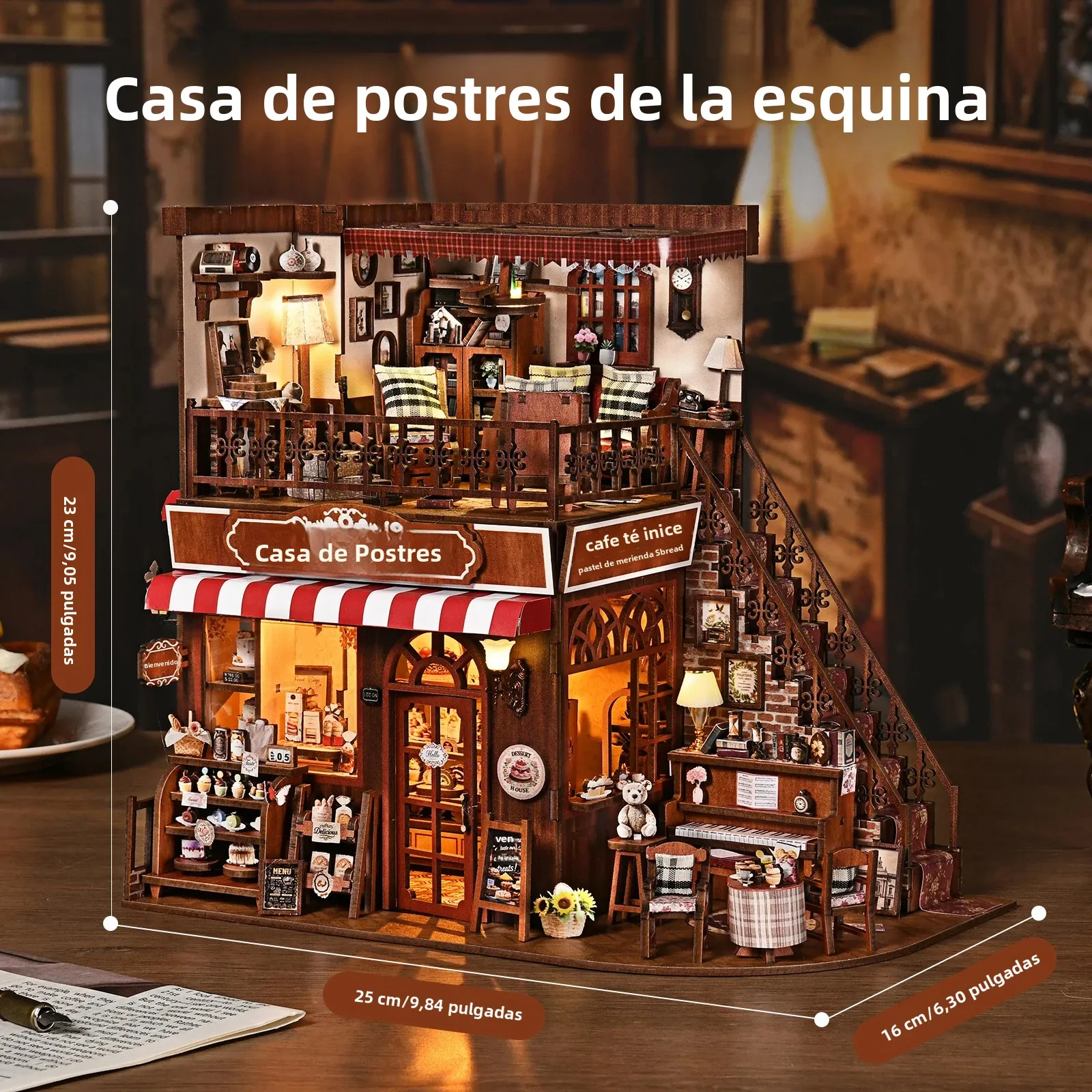 Hamaileon Book Nook Kit-DIY Miniature Cute Cake Shop Kits for Adults/Teens, 3D Wooden Puzzle Bookend, Gifts for Family/Friends