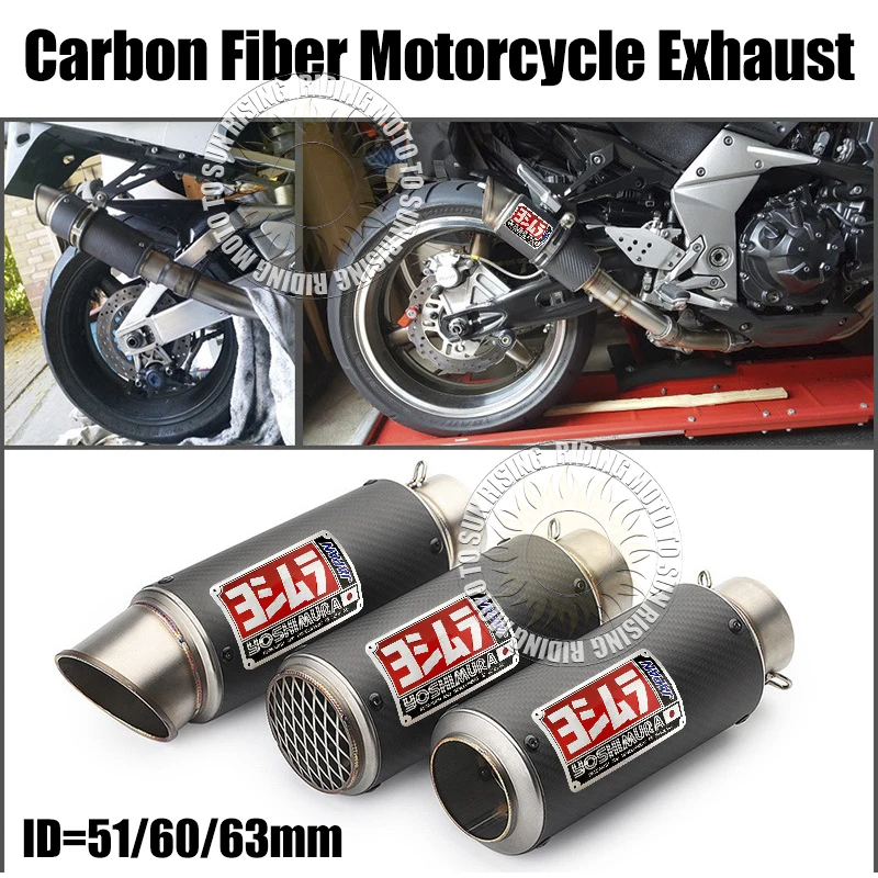 

New 51mm 60mm Carbon Fiber Motorcycle Yoshimura Exhaust Muffler Escape for Honda Kawasaki Yamaha Suzuki Exhaust Modified Parts