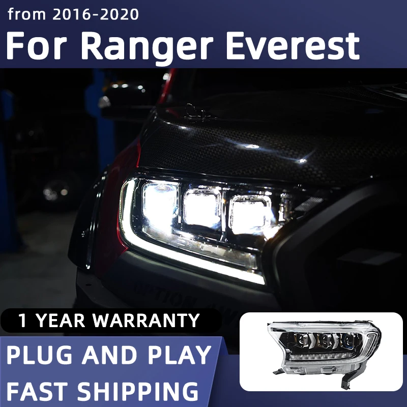 Car Styling Headlights for Ranger Everest T6 FL T7 T8 Raptor 3 Projector LED Headlight 2016-2019 Head Lamp DRL Signal Projector