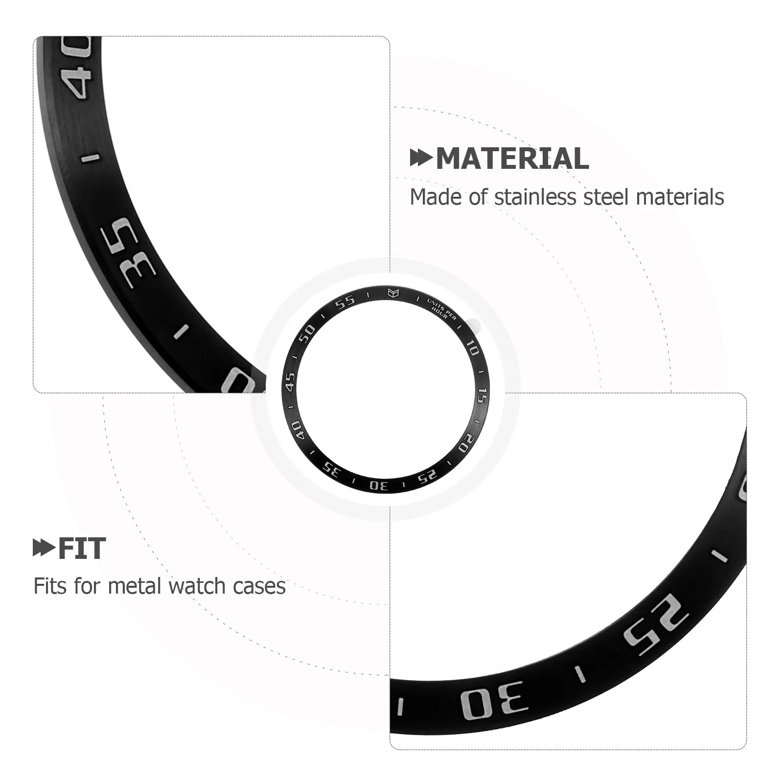 

47mm Watch Bezel Insert Replacement Metal Stainless Steel Vintage Decorative Easy to Install Parts 47mm Bezel Insert