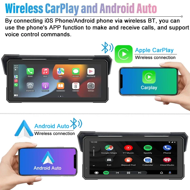 High quality8.1inch Portable Carplay Screen Motorcycle Wireless Carplay Motorcycle Gps DVR Navigation Screen for Motorcycle