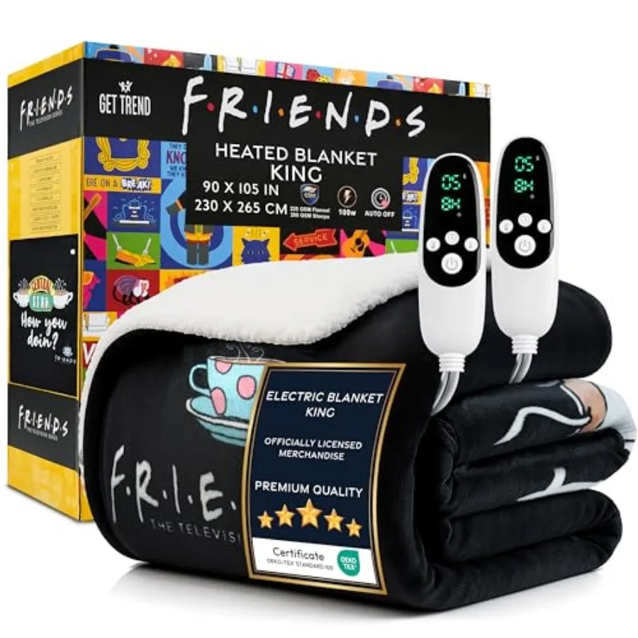 

Friends TV Show Heated Blanket Electric Size Luxurio Fleece Weighted Blanket 9 Heat Settings and Auto Shut-Off 90x105in Gifts f