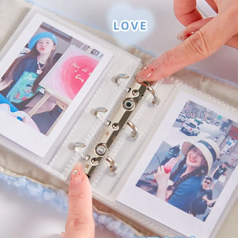 New Plush Photo Album Loose-leaf Binder Embroidery Bow Photo Card Holder Korea Style Picture Storage Photo Card Binder