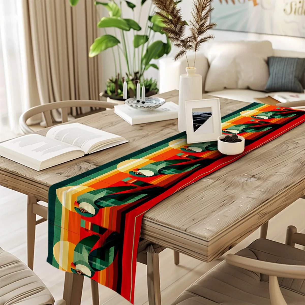 

decoration table runner Geometric Parrot Plaid Art Deco Style Tablecloth for festival home party decor,available in multiple len