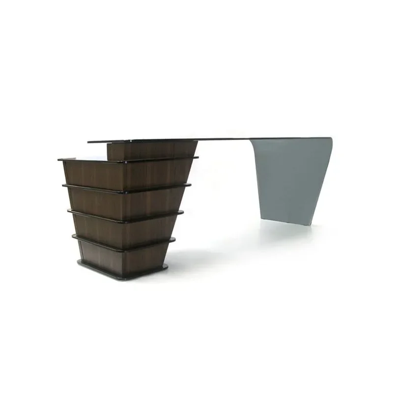 

Minimalist, home tempered glass desk designer modern offic e soli d wo od boss d esk