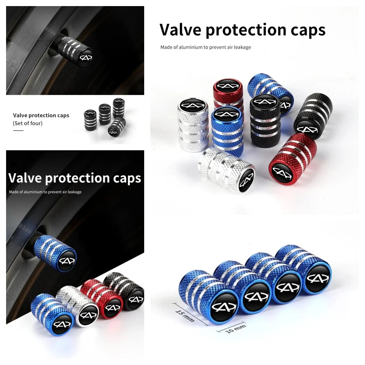 4Pcs Chery Non‑Slip Alloy Tyre Valve Stem Caps Protective Dustproof Cover Fit Tiggo7 Pro Tiggo8 Tiggo9 Omoda C5 Arrizo5 Arrizo8