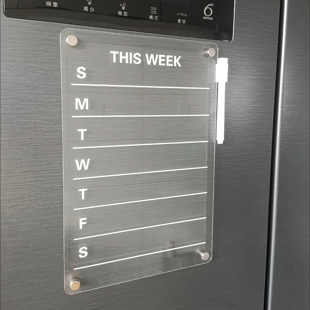 냉장고용 아크릴 자석 월간 달력 화이트보드 - 투명 건식 지우기 계획 보드