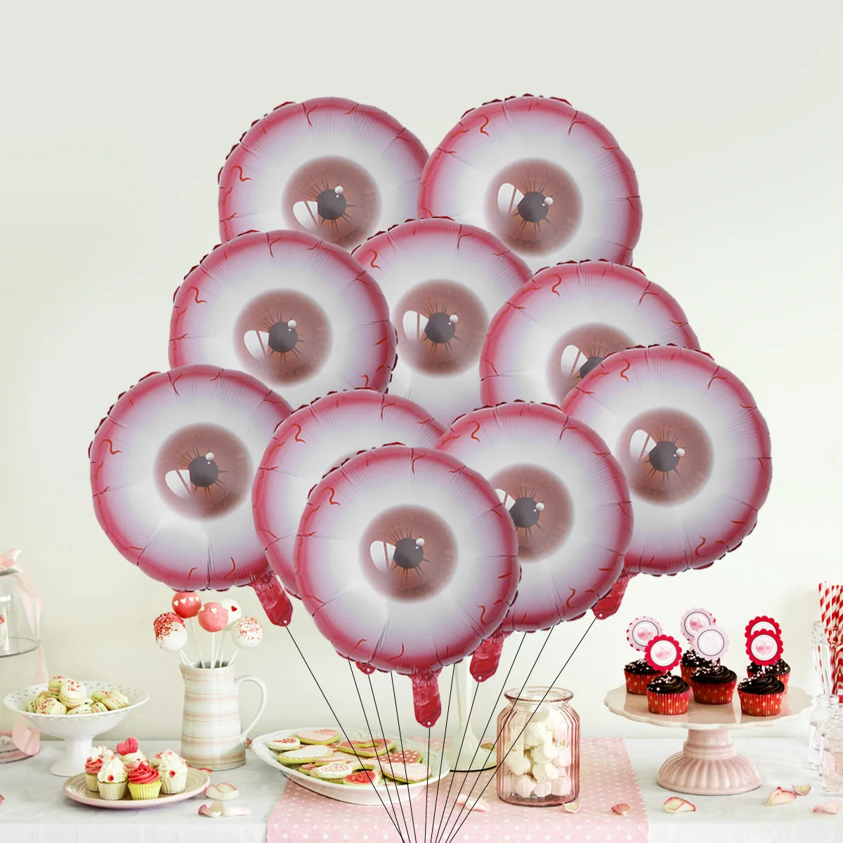 

10Pcs Eyeball Aluminum Foil Balloons 20 Inches Creative Round Halloween Party Decor Photo Props Party Supplies