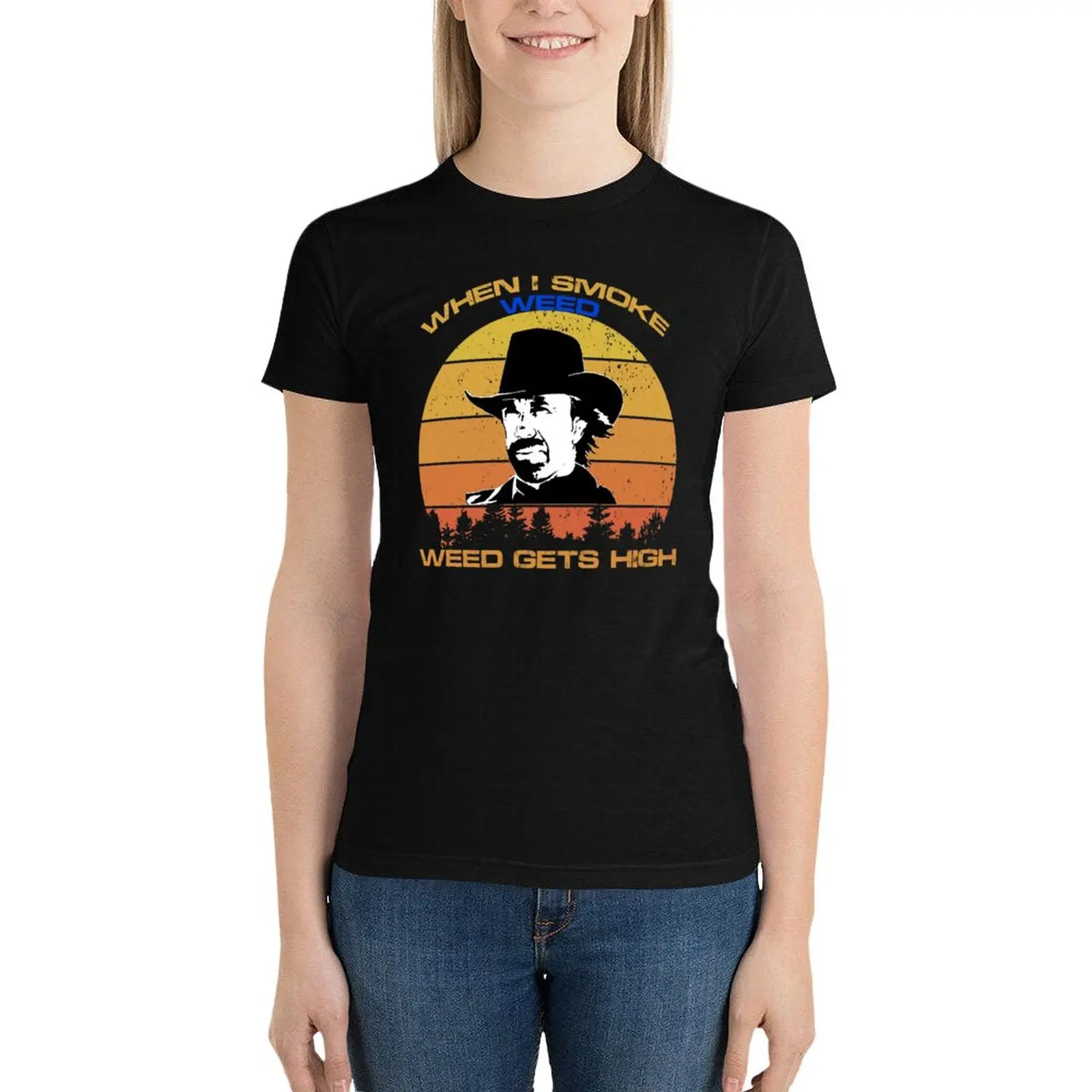 

Chuck Norris | Walker Texas Ranger Funny T-Shirt tops kawaii clothes shirts graphic tees western t-shirt dress for Women