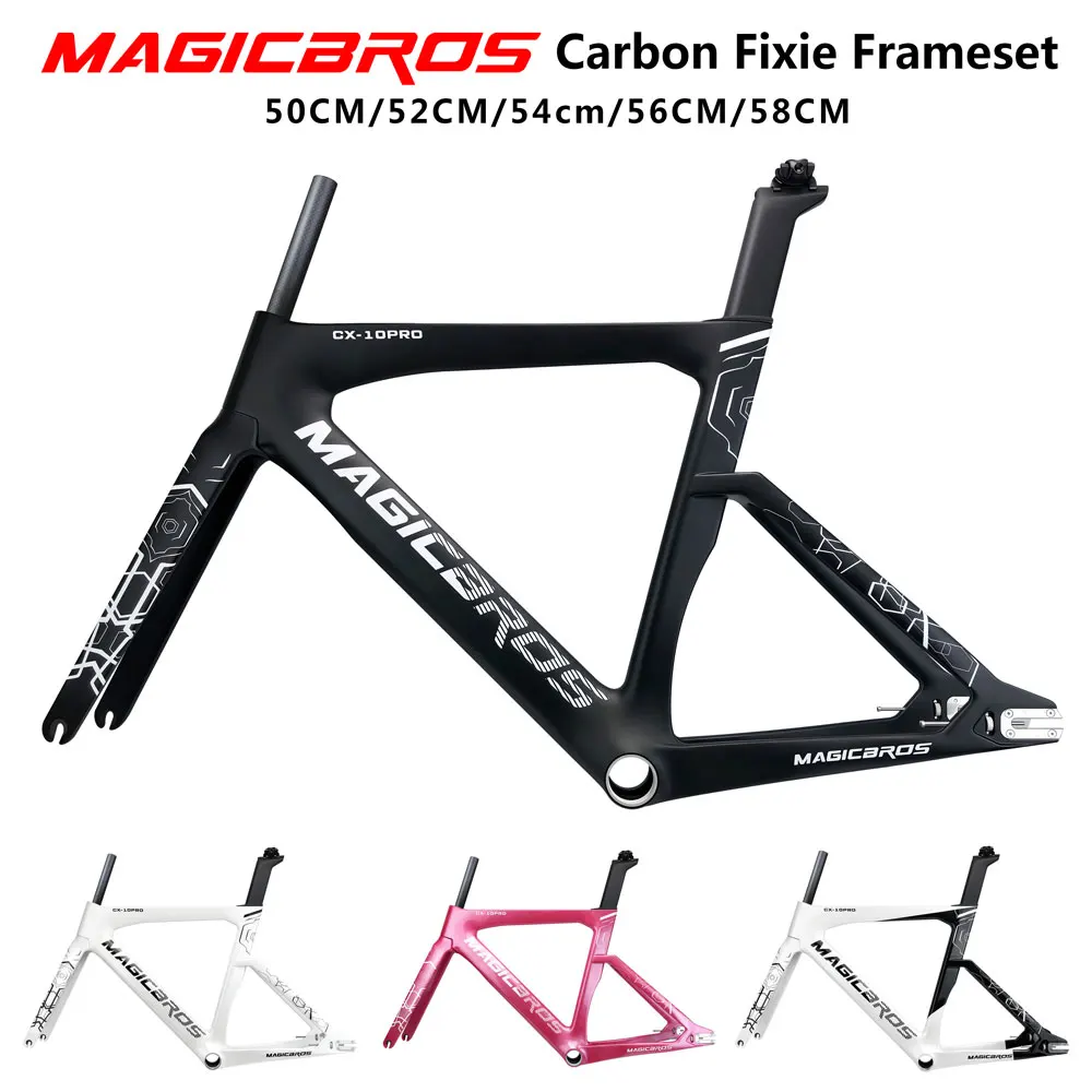 

MAGICBROS 700C Carbon Fiber Fixed Gear Bicycle Frameset Track Fixie Bicycle Single Speed Frame with Carbon Fork