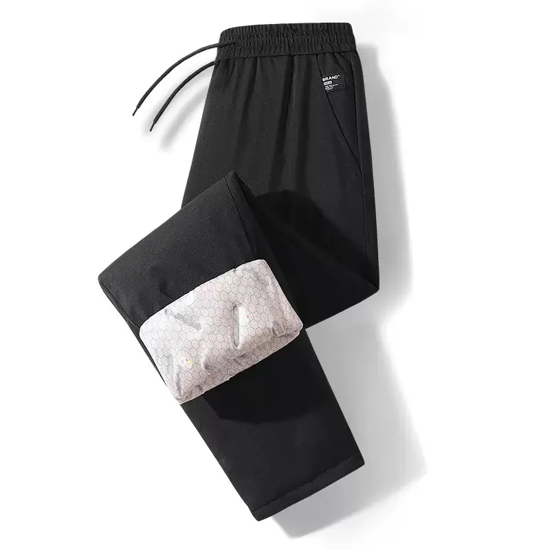 

Осенне-зимние модные однотонные утолщенные теплые прямые пуховики, брюки, мужские повседневные свободные спортивные брюки больших размеров