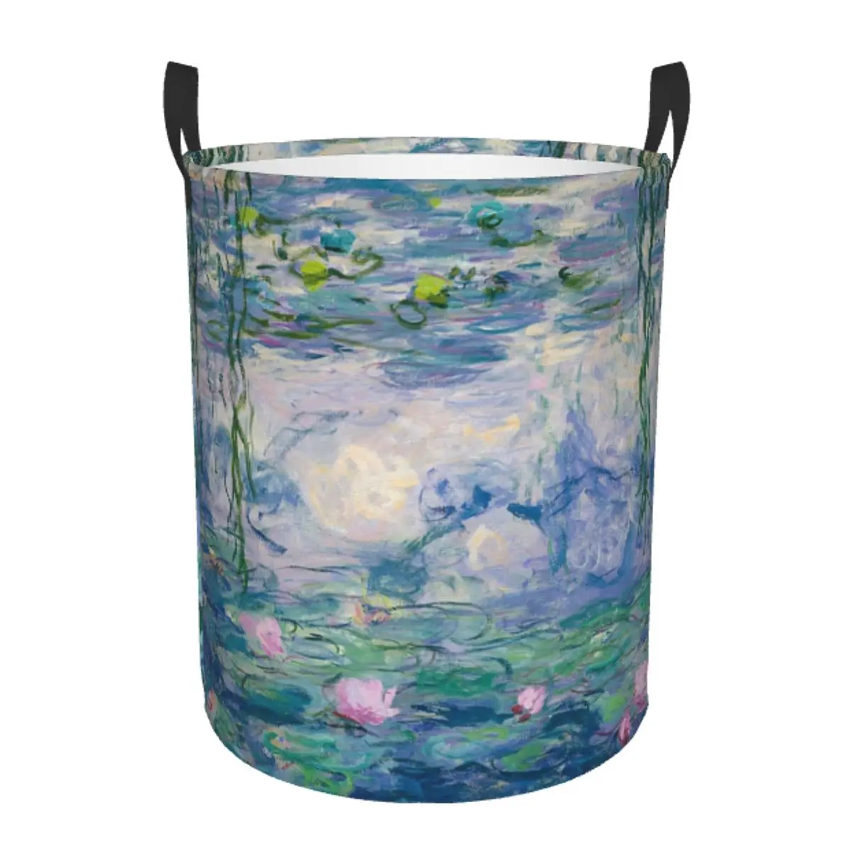 Custom Water Lilies Claude Monet Fine Art Laundry Basket Collapsible Large Clothing Storage Bin French Painter Art Baby Hamper