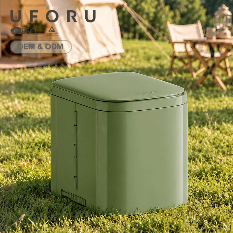 UFORU Foldable Camping Toilet Multifunctional Outdoor Commode Works As Stool And Trash Bin For Car Travel Emergency Use