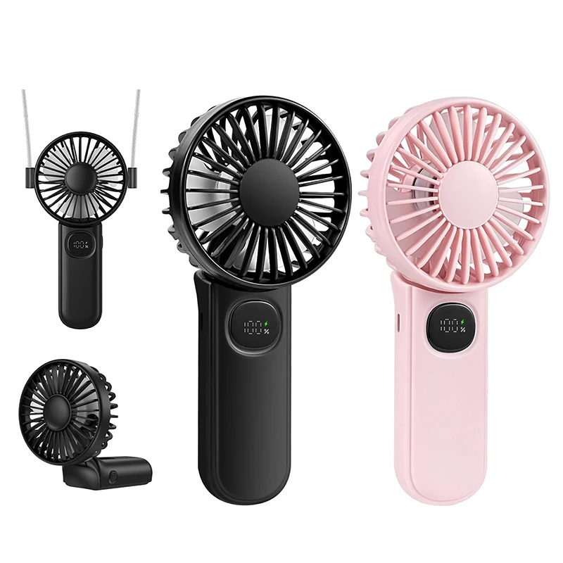 

Portable Handheld Fan Foldable Mini Hand Fan USB Rechargeable Battery Operated Fan with 5 Speeds Quiet Small Personal Neck Fan