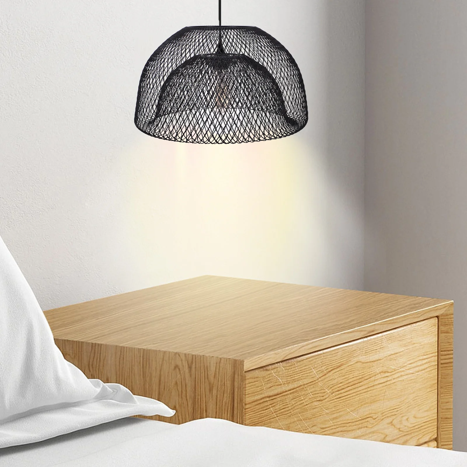 طبقة مزدوجة أسود سلك الحديد غطاء مصباح شبكة مجوفة 42 مللي متر ثقب القطر الحائط النمط الصناعي ضوء الظل غرفة نوم المعيشة #3