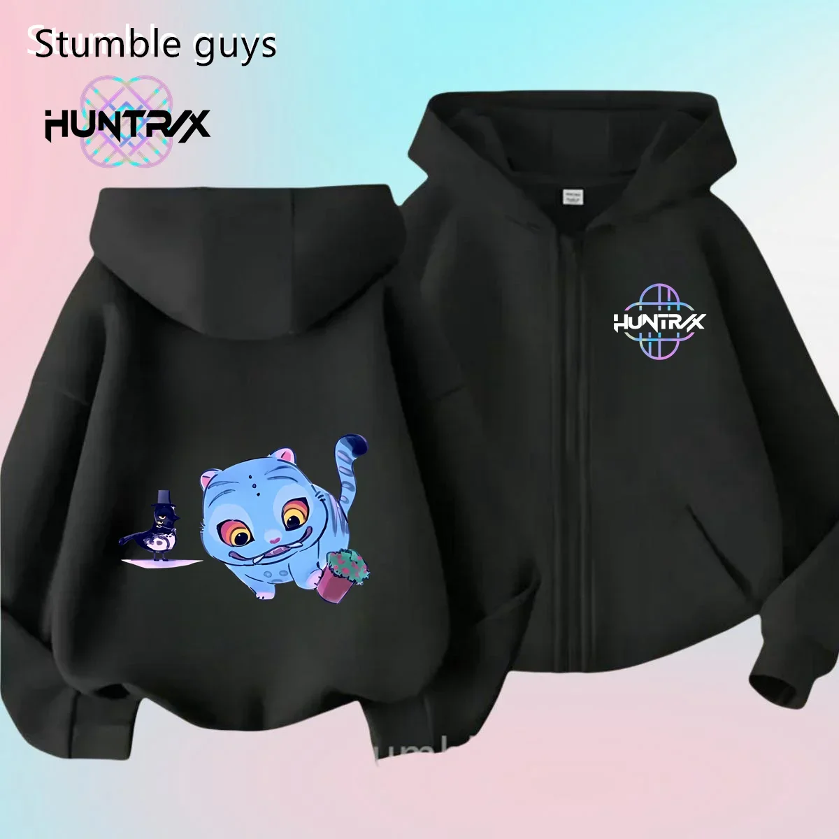 KPop شيطان الصيادين 3-12Y الاطفال قلنسوة بسحاب ربيع الخريف ملابس رياضية الفتيان ملابس الفتيات الدافئة طباعة عادية 2026 جديد