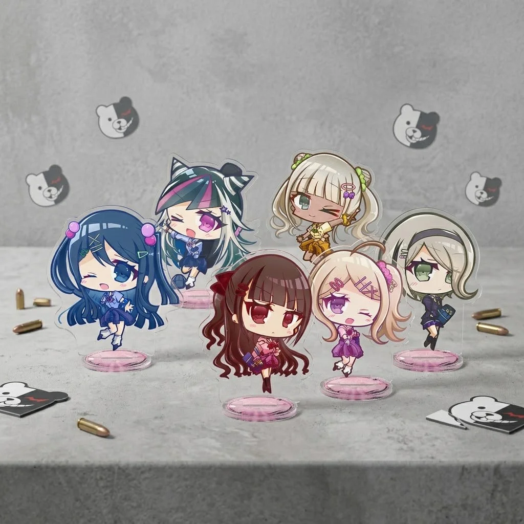 Game Anime Danganronpa Acrylic Stand Keychain 10CM Q Version Ibuki Mioda Kaede Akamatsu Desktop Ornament Fan Collectibles