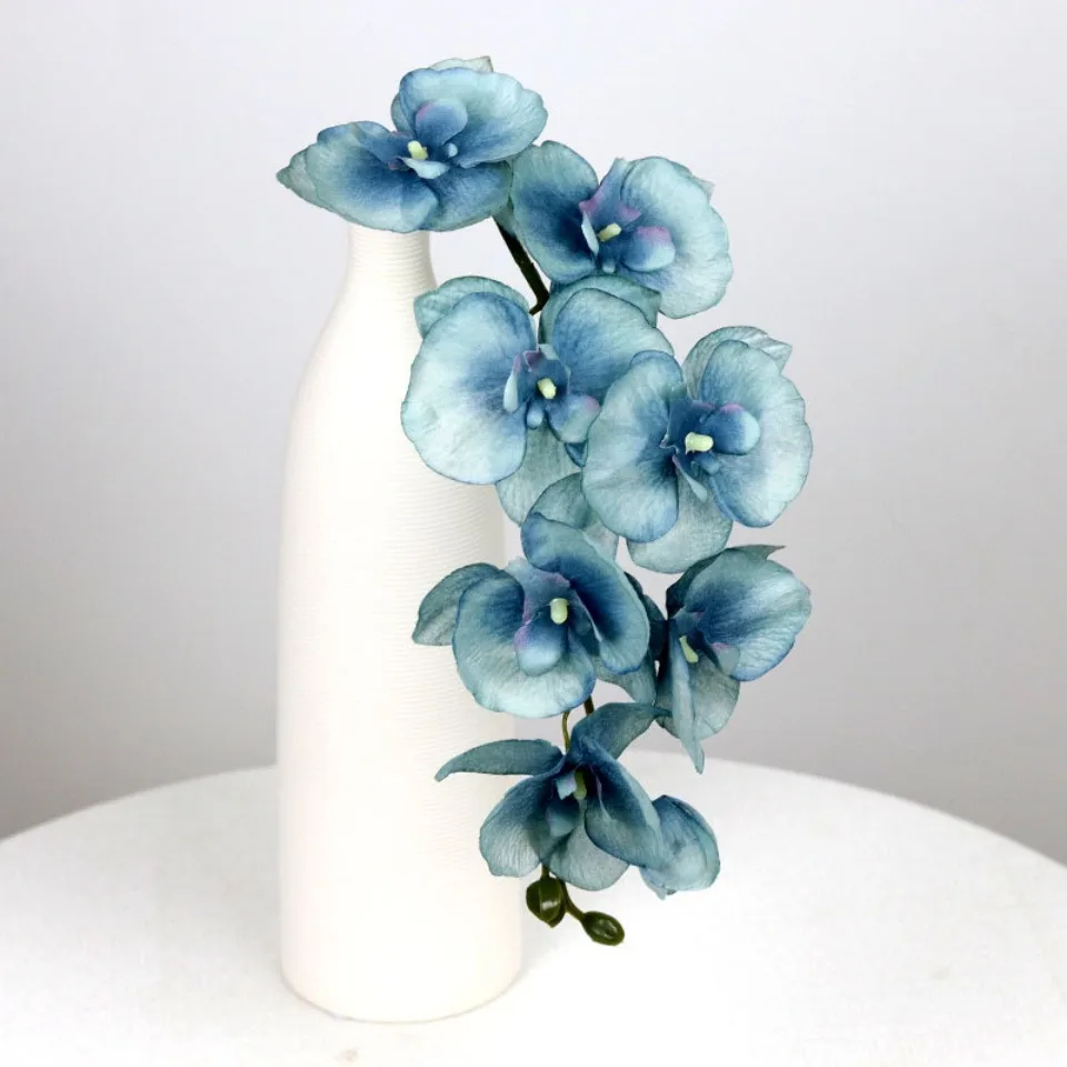 8 Köpfe große künstliche Seide Zweig Orchidee Phalaenopsis schwarz Burgund Hochzeit Home Decor Blumen Topf Orchidee Großhandel – Detail 1
