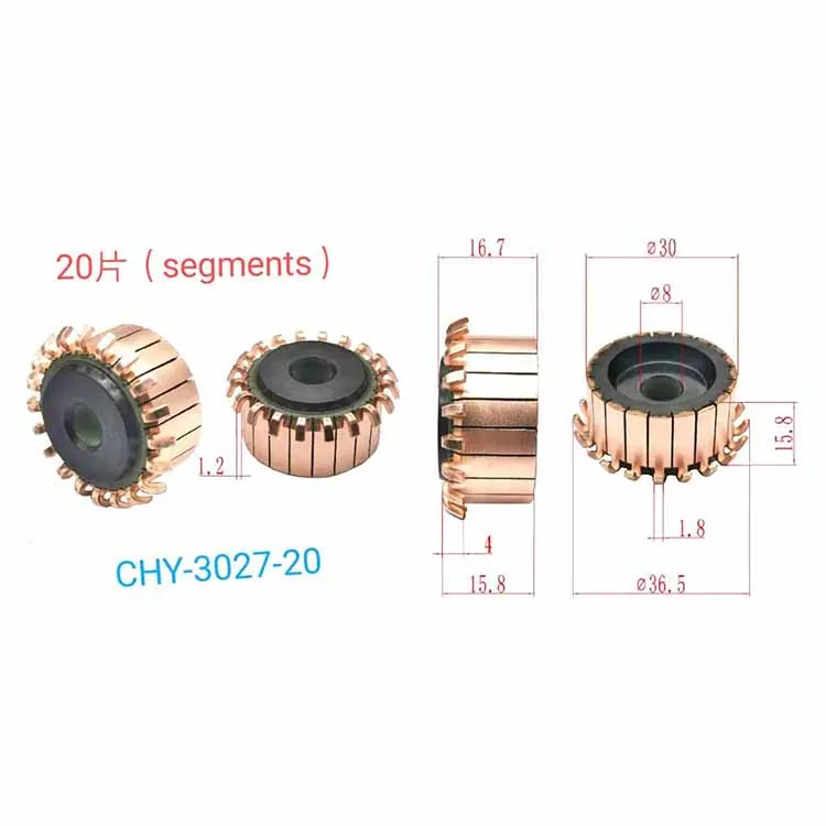 5Pcs 8x30x15.8(16.7)x20Copper Bars Electric Motor Commutator CHY-3027-20