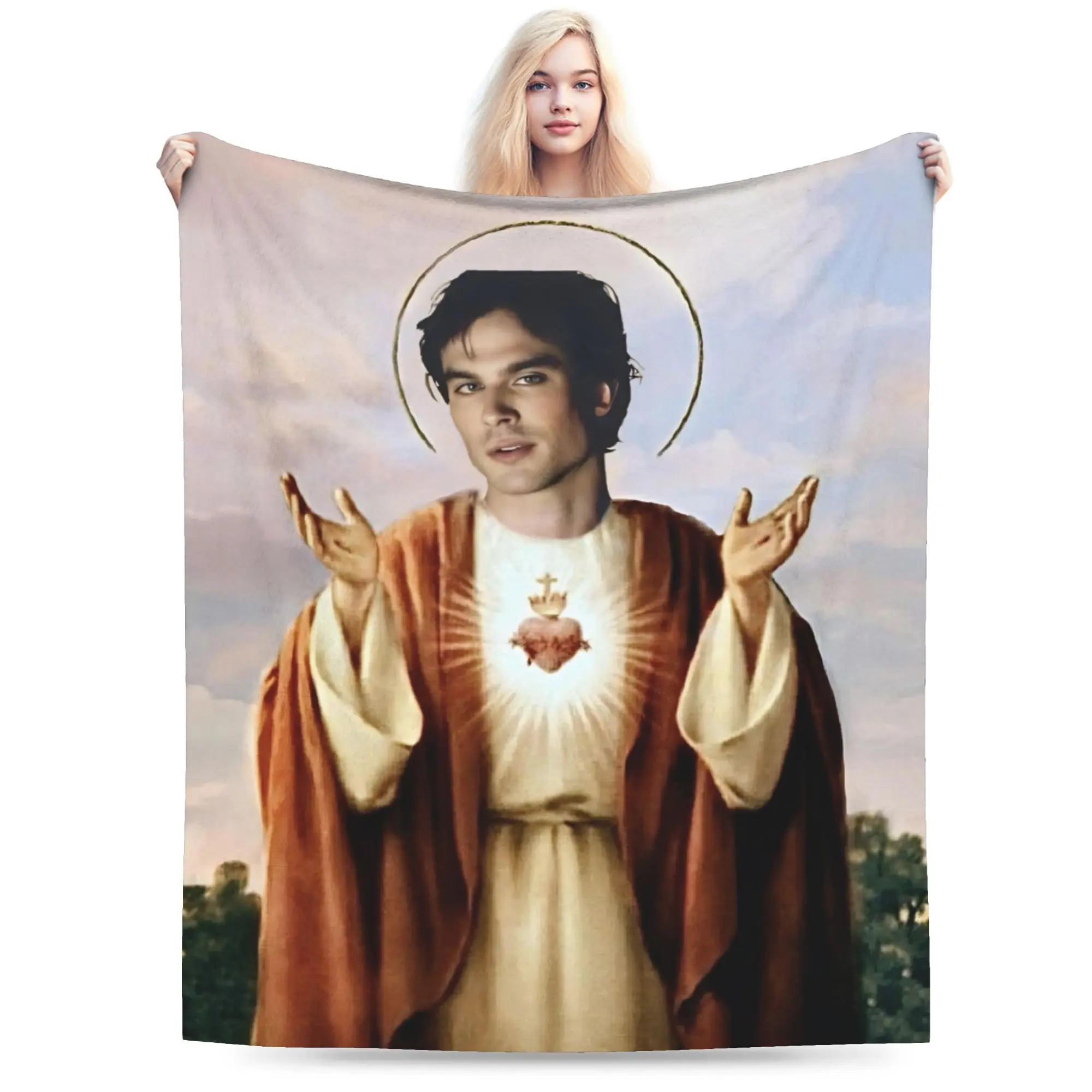 Damon Salvatore The Vampire Diaries Blanket Flannel  Winter Ian Somerhalder Breathable Warm Throw Blankets for Bed Travel Quilt
