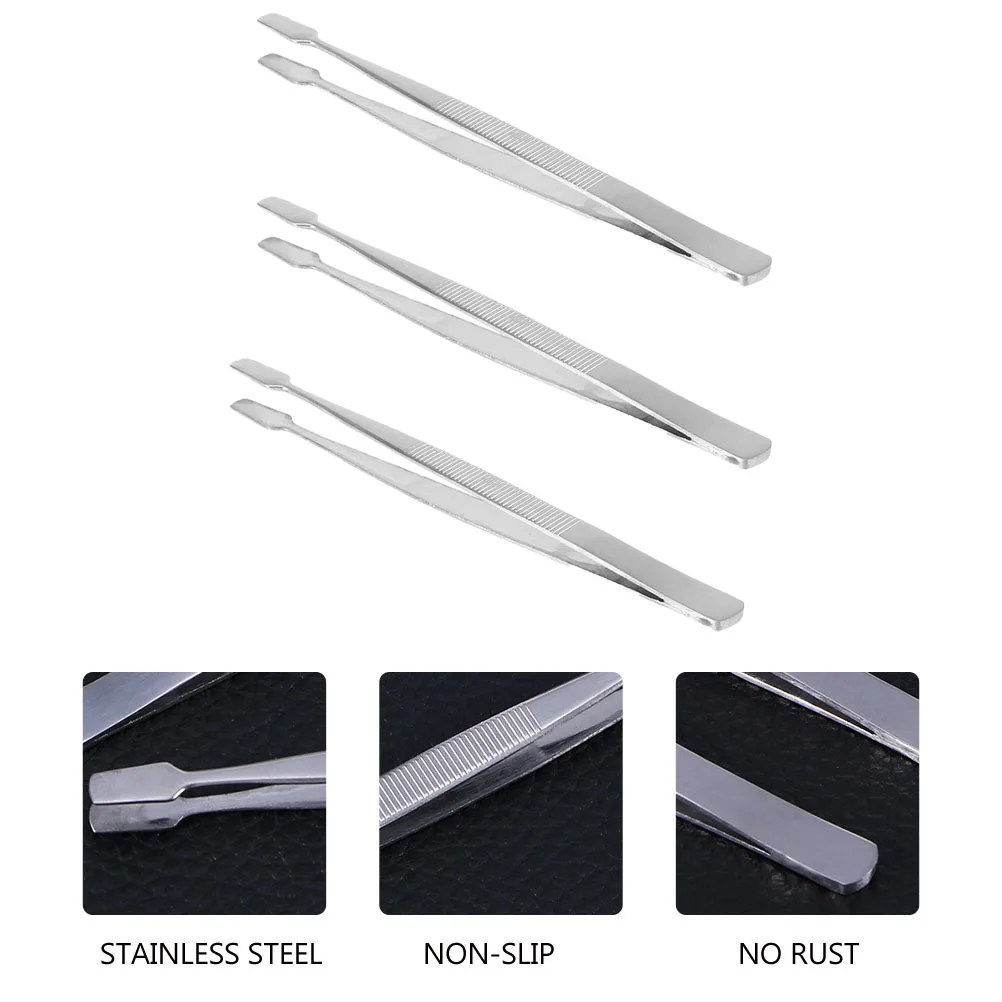 3pcs Stainless Steel Stamp Tweezer Lightweight Non-Slip Handle For Stamps Beads False Eyelash Nipper Tool Makeup Accessory