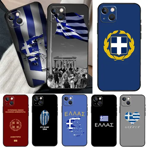 Greek Greece Flag Case For iPhone 16 15 14 Pro Max Plus 13 12 11 Pro Max Mini Phone Cover