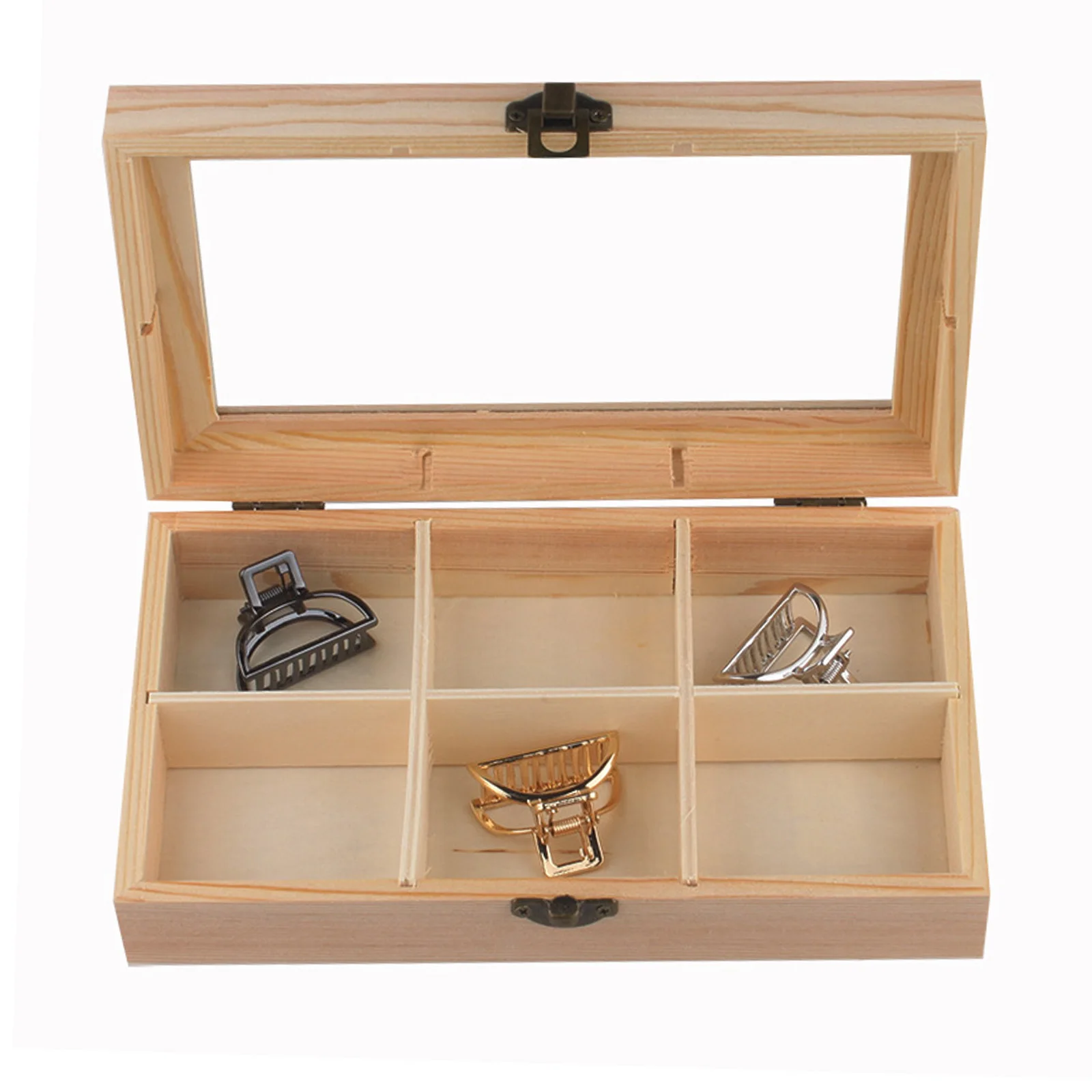 Coffee Storage Box Organizer Wooden Tea Box with 4/6/8-Compartment and Glass Window Tea Coffee Display Case Tea Bag Chest