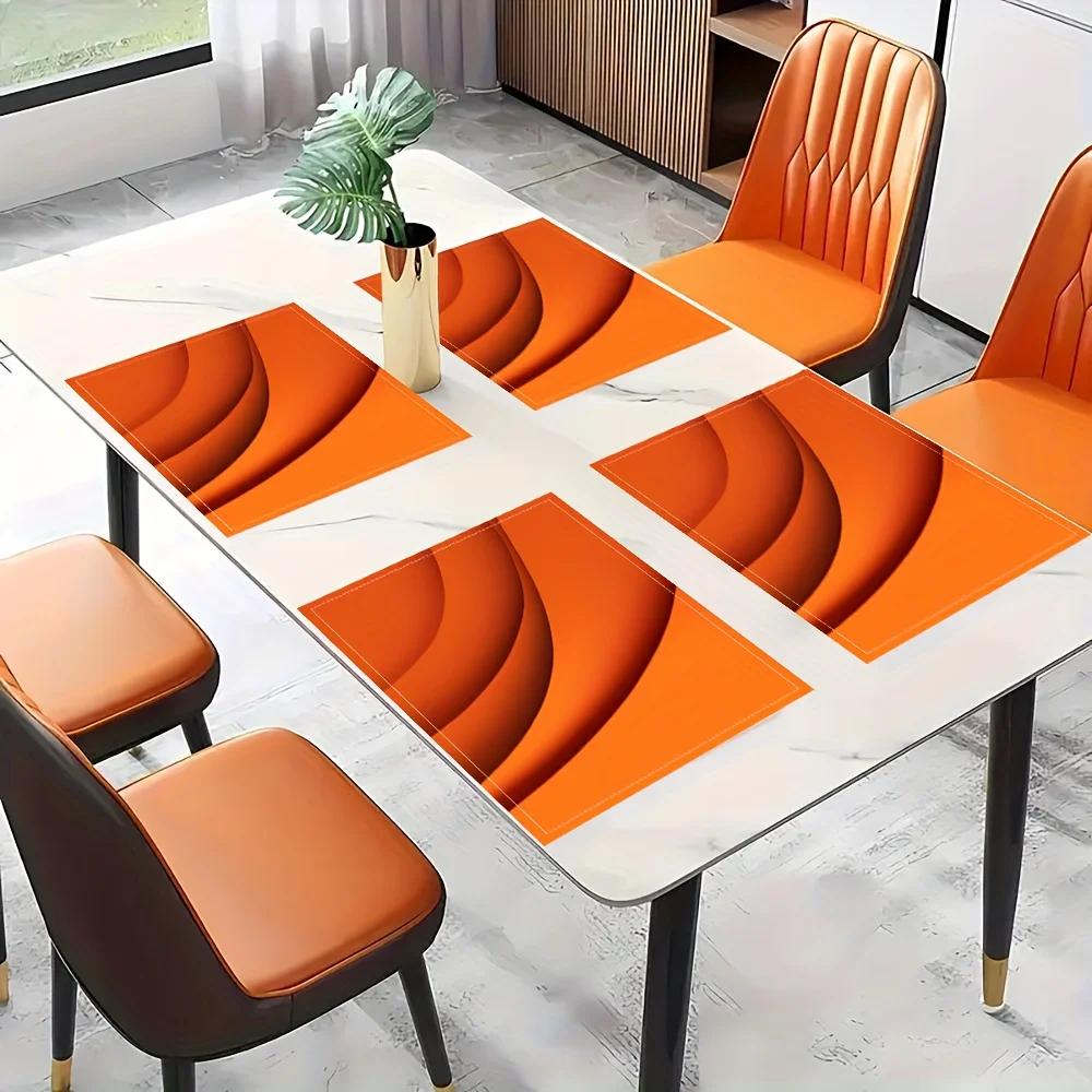 Set of 8/4/6 Placemats Featuring a Solid Orange Background with a Thanksgiving-Themed Design Stylish Prints Suitable for Dining