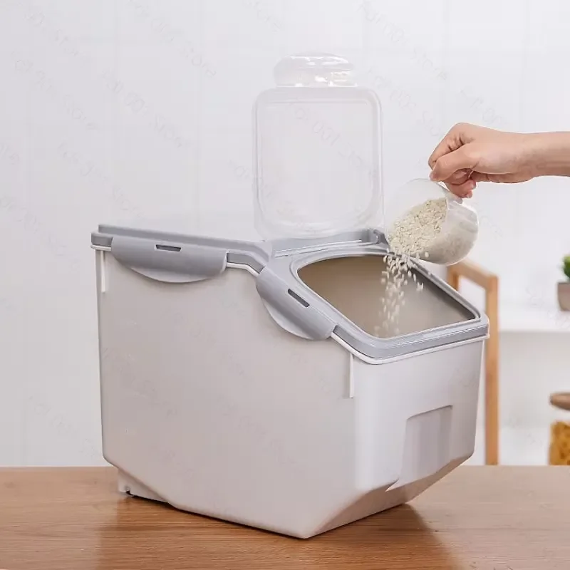 for Large Capacity Sealed Grain Storage Bucket Plastic Kitchen Pantry Container Moisture Proof Rice Pet Food
