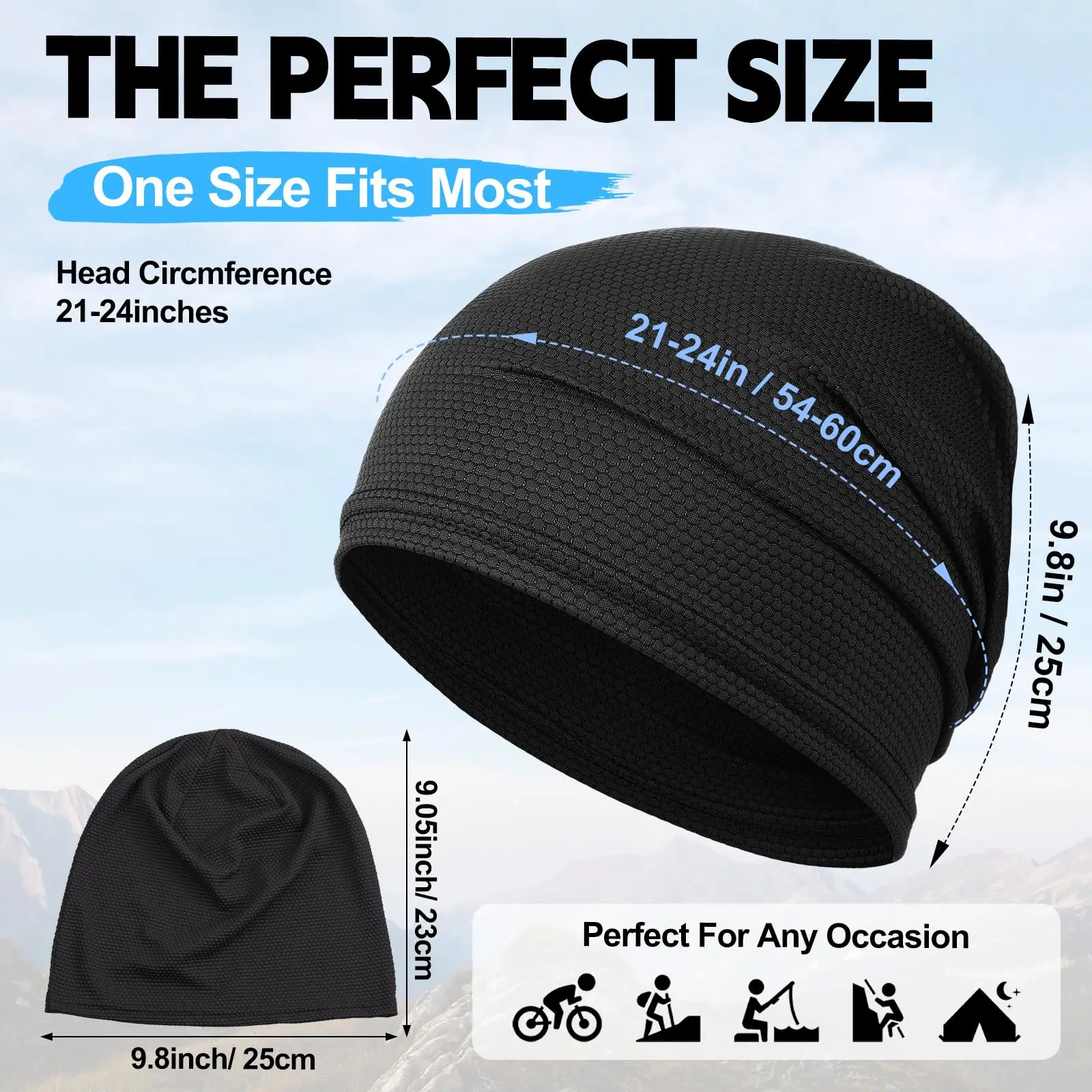Cooling Skull Caps for Men & Women - Breathable 3D Mesh Running Caps for Cycling, Gym & Summer