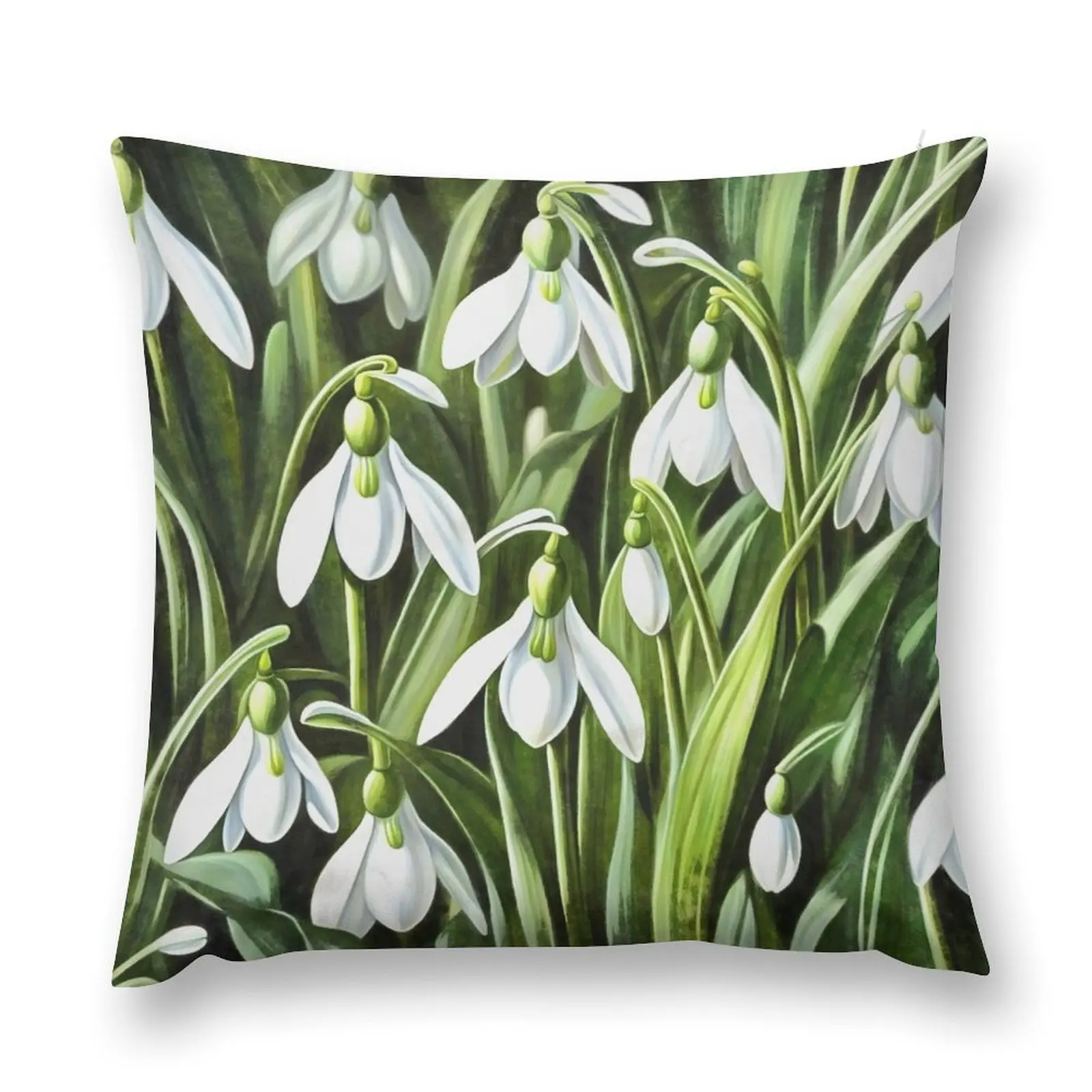 Winter White Snowdrops Throw Pillow Christmas Pillows Luxury Pillow Case sleeping pillows Christmas Pillow Covers