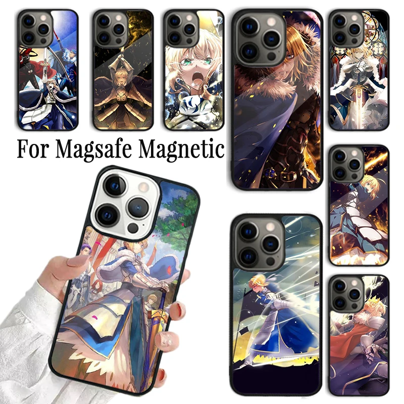 Coque Phone Case For iPhone 16 15 14 13 12 Mini 11 Pro Max Plus Magsafe Magnetic Wireless Charging Cover Saber Fate Stay Night