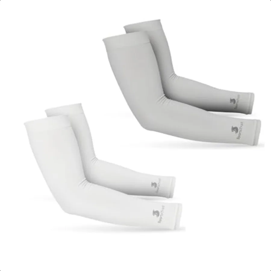 

SportsTrail Cooling Arm Sleeves for Men Women White and Grey bundle