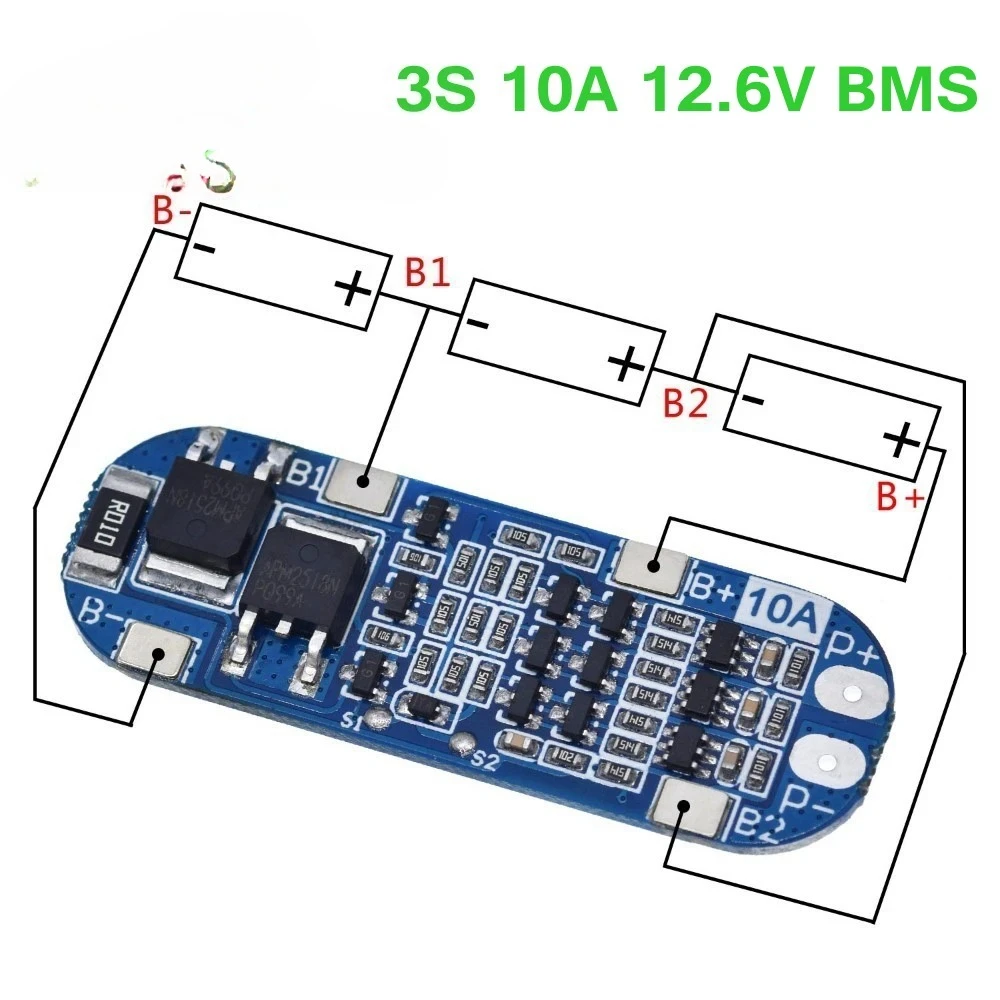 3S 10A Li-ion Lithium Battery 18650 Charger Protection Board 11.1V 12.6V