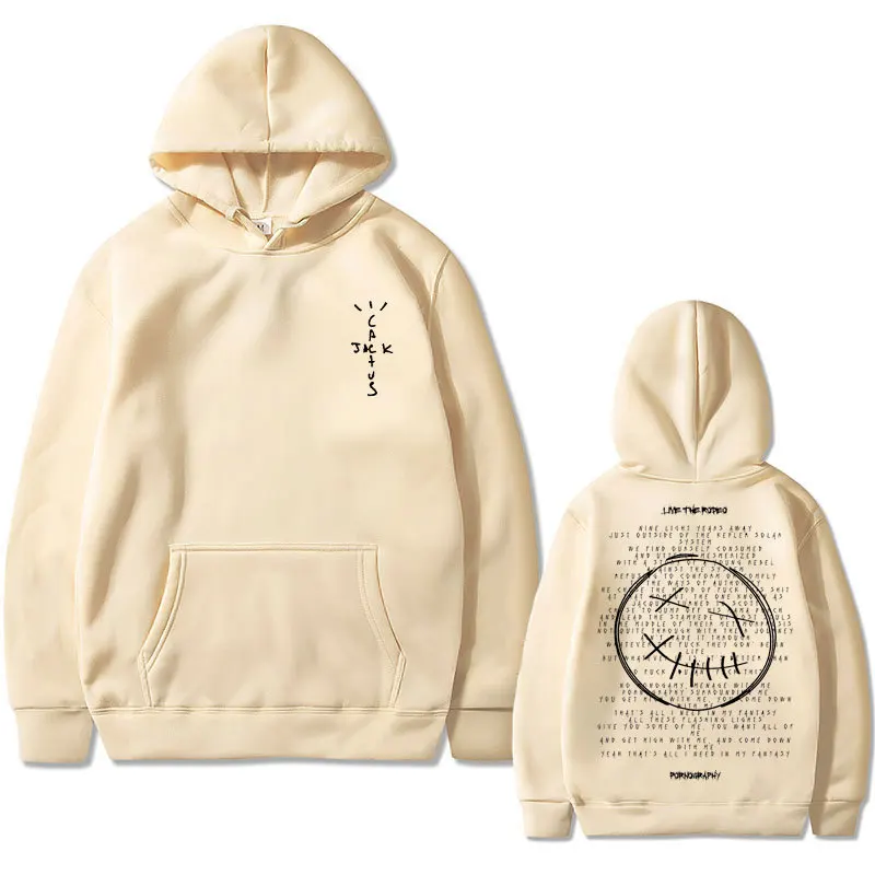 2026 New Cactus Jack Double Sided Print Men's Autumn fleece hoodie Fashion Regular fit Long Sleeves Clothes Sportwear Streetwear