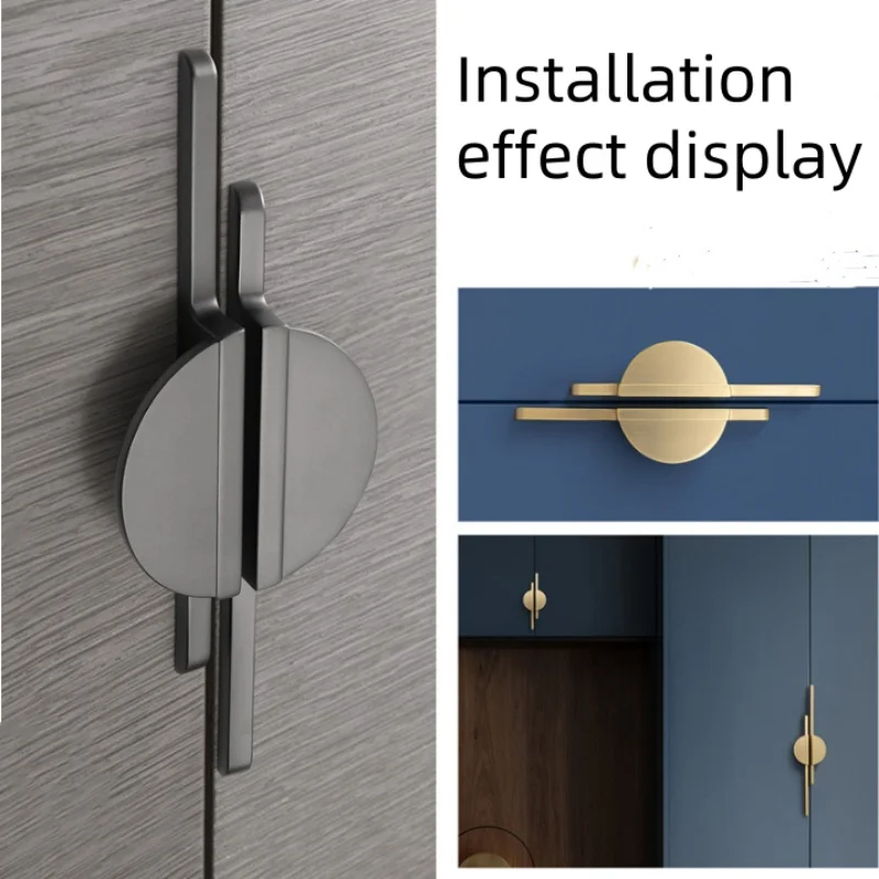 288mm Modern Fashion Creative Vertical and Horizontal Install Stain Brass Black Wardrobe Cupboard Furniture Cabinet Door Handle