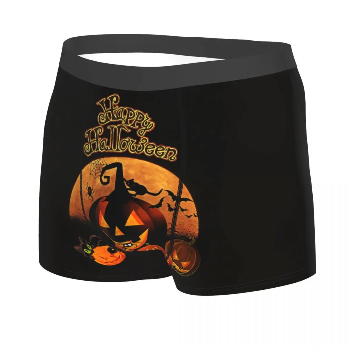 Custom Happy Halloween Pumpkin Boxers Shorts Men's Briefs Underwear Novelty Underpants