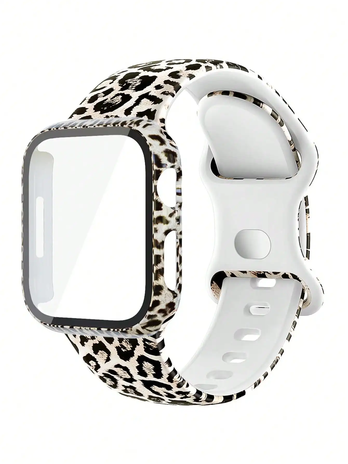 

Силиконовый ремешок для часов с леопардовым принтом и защитным чехлом для Apple Watch