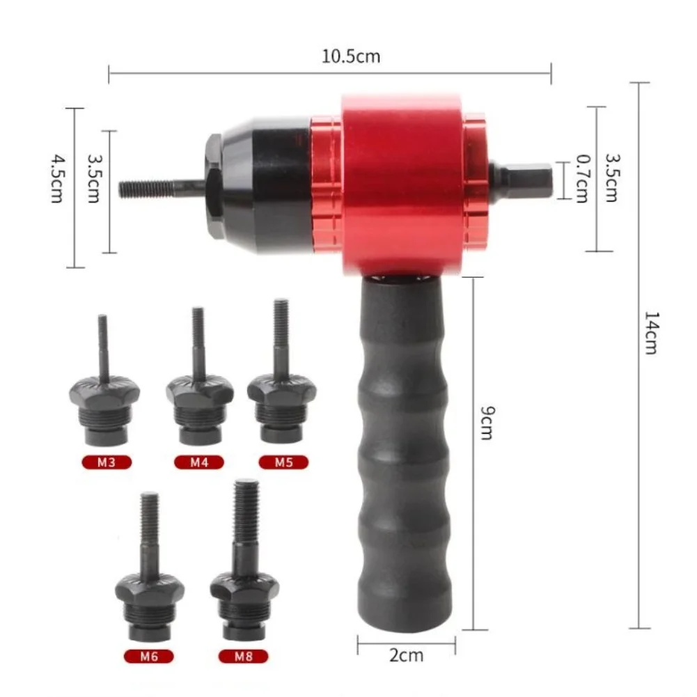 Cordless Drill Rivet Nut Tool Kit with Electric Adapter Handle Wrench and 5 Mandrels Designed for Durable Nut and Bolt Fastening