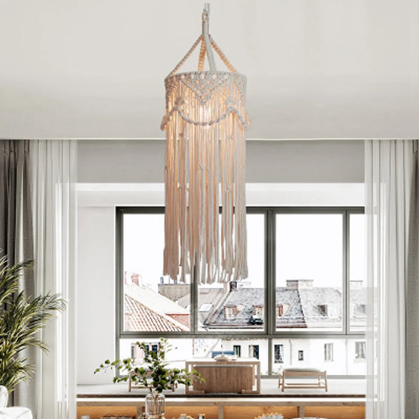 B62B-2X Chandelier Boho Decor Hand-Woven Charm Macrame Wall Hanging Creative Home Bunk Home Decoration Lamp Shade Mandala
