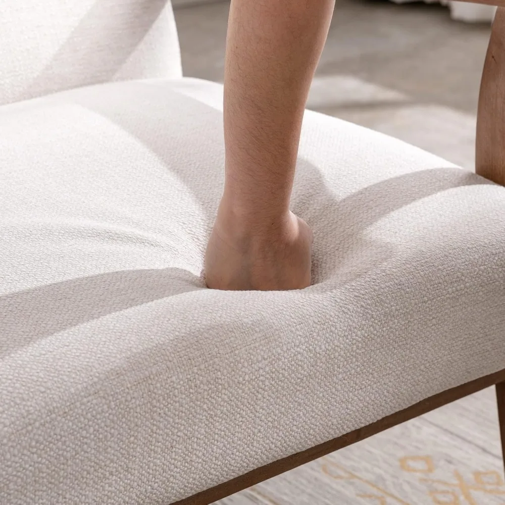 كرسي حديث مغطى بالكتان في منتصف القرن مع إطار خشبي لغرفة المعيشة وداخلية على طراز المزرعة