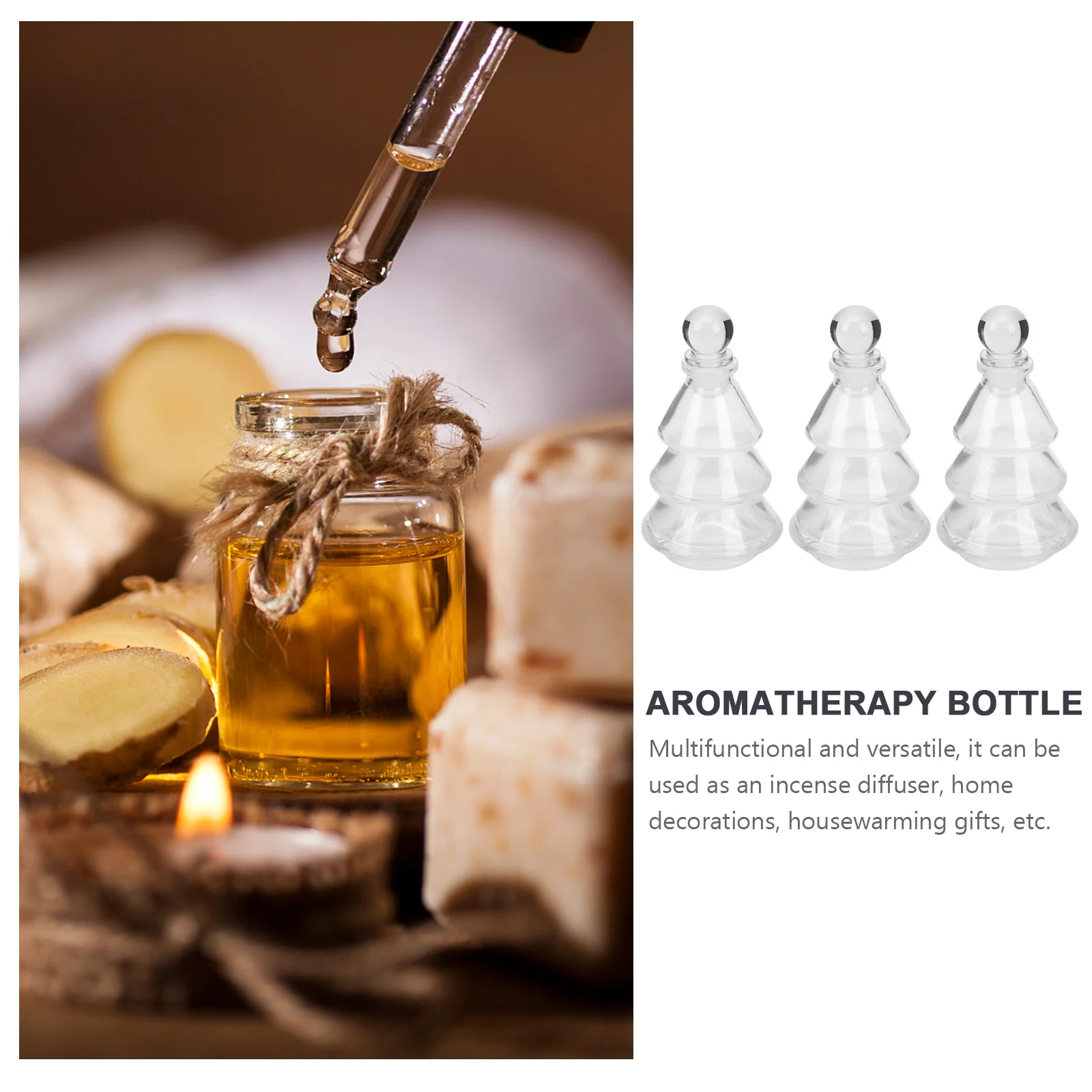 

3Pcs Aroma Glass Bottles Multifunctional Diffuser Empty Refillable Glass Aromatherapy Container Home Decoration