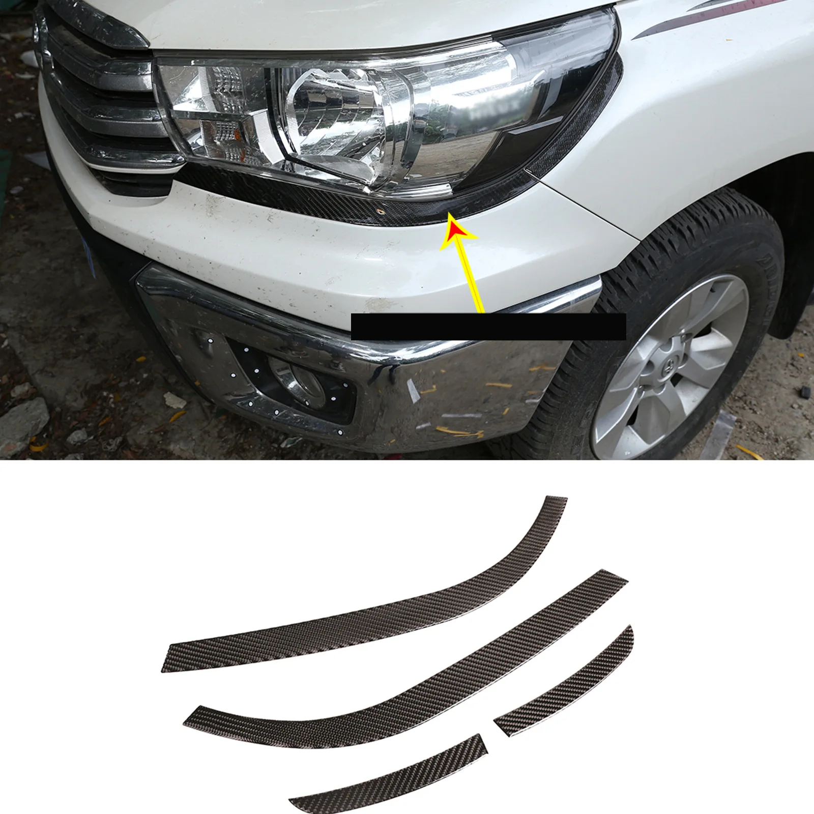 headlight eyebrow real For 15-22 Toyota Hailax carbon fiber soft car supplies