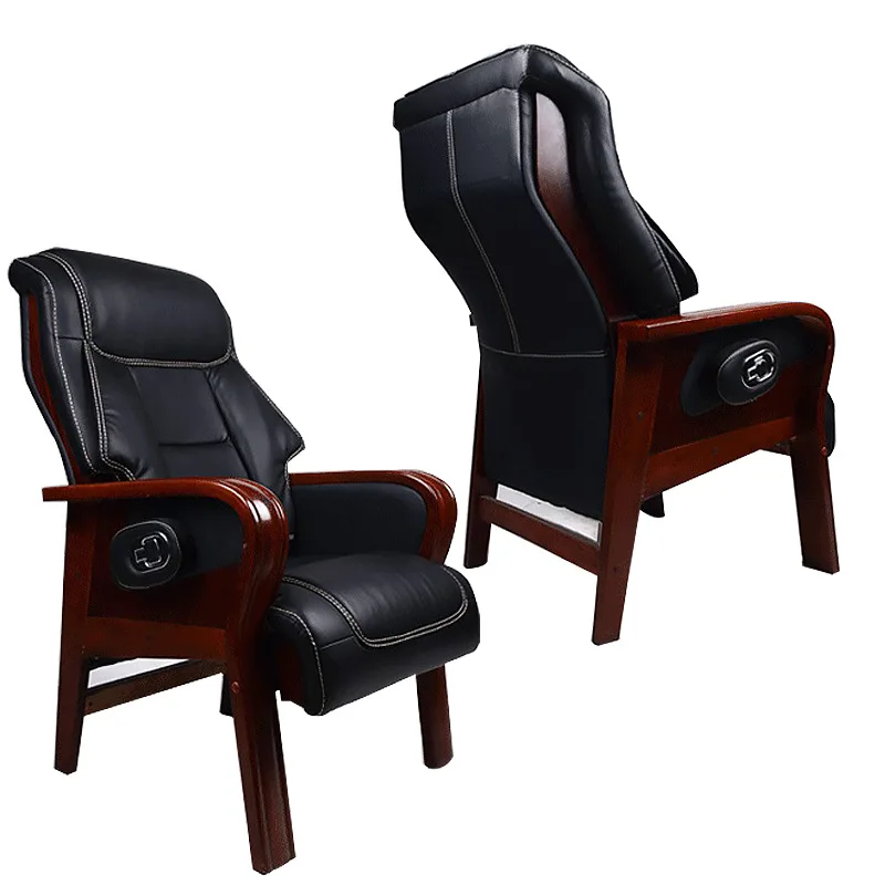 Moderner, einfacher Bürostuhl, Chef, gebogene Holzrahmenklasse